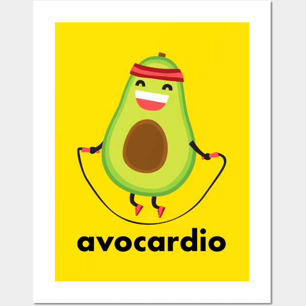 Avocardio - avocado doing cardio Wall Art by Broccoliparadise